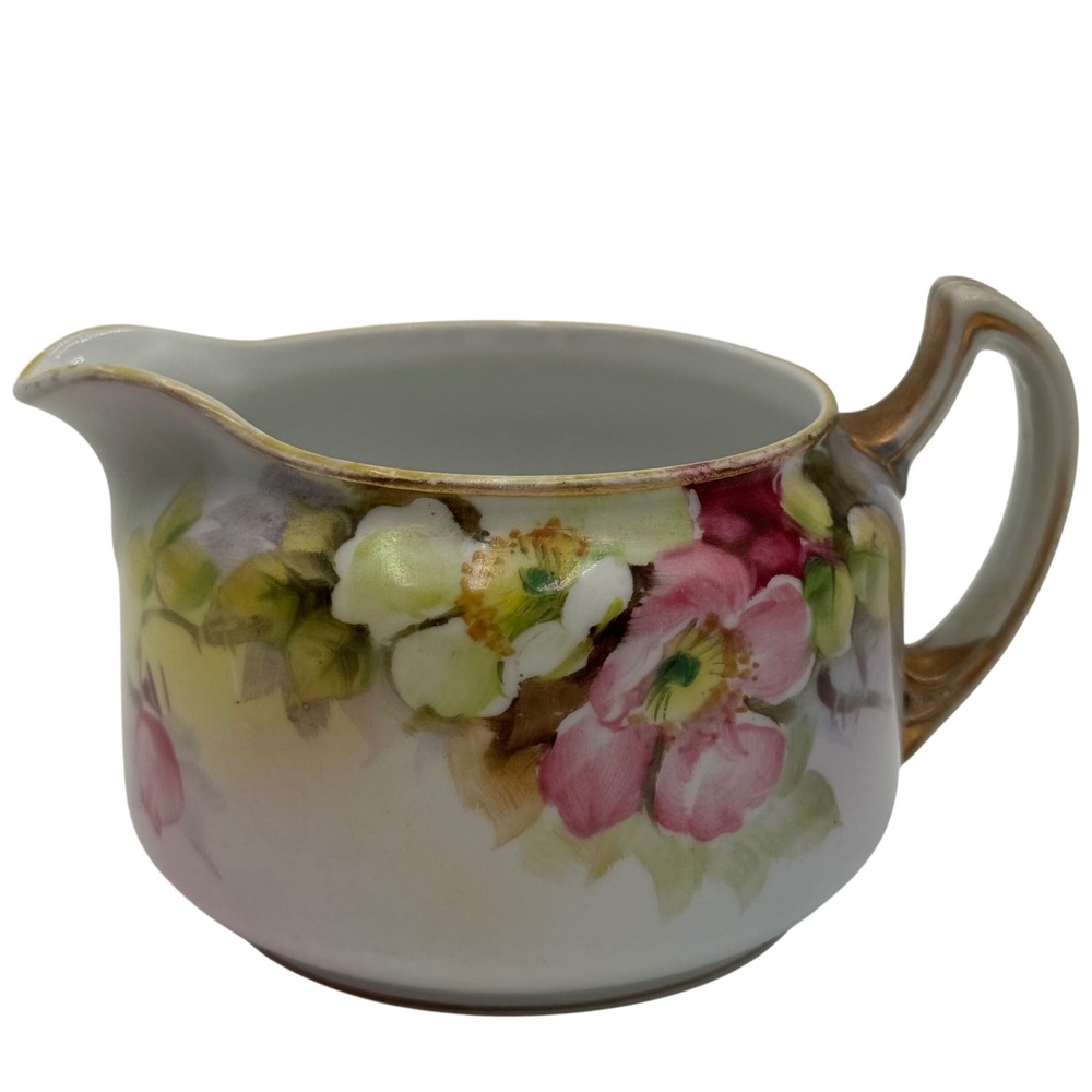 Noritake Morimura Creamer Vintage Hand Painted Floral Gold Trim Japan Porcelain‎